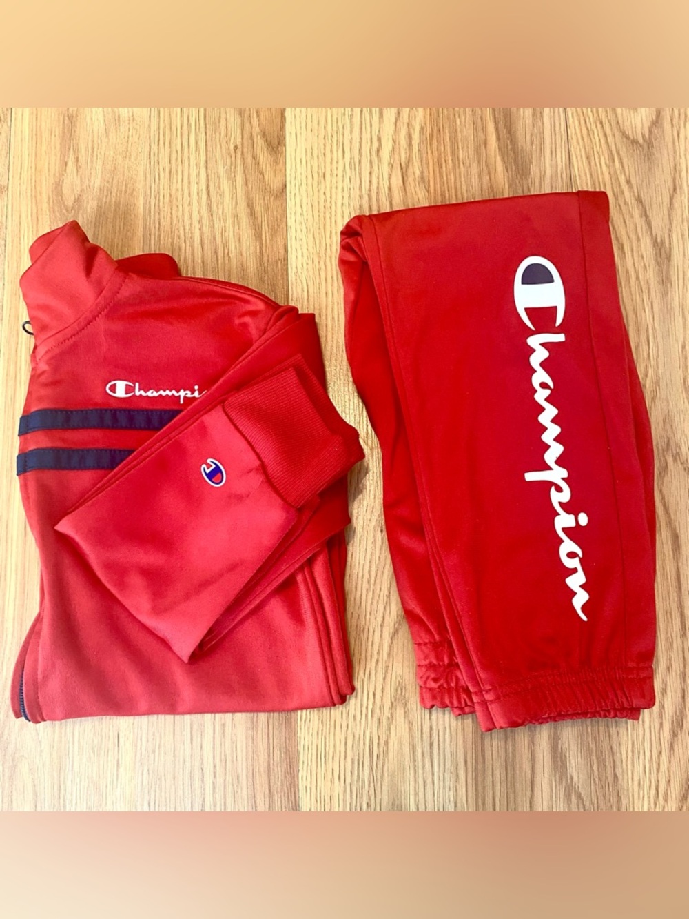 🍎 CHAMPION 2 PIECE TRACKSUIT FOR BOY SIZE 6! RED ZIP UP JACKET PANTS JOGGERS - Picture 11 of 11